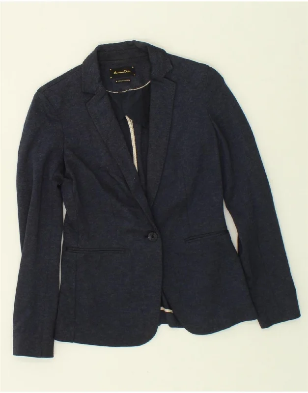 MASSIMO DUTTI Womens 1 Button Blazer Jacket EU 34 XS Navy Blue Viscose