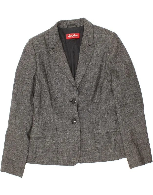 MAX MARA Womens 2 Button Blazer Jacket UK 16 Large Grey Virgin Wool