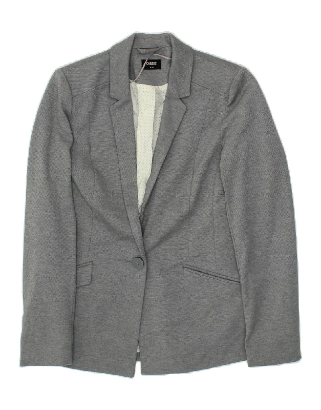 OASIS Womens 1 Button Blazer Jacket US 8 Medium Grey Polyester