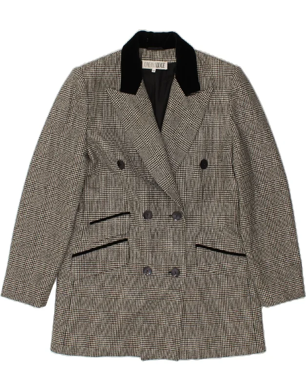 OMBRALUCE Womens Double Breasted Blazer Jacket IT 48 XL Grey Check