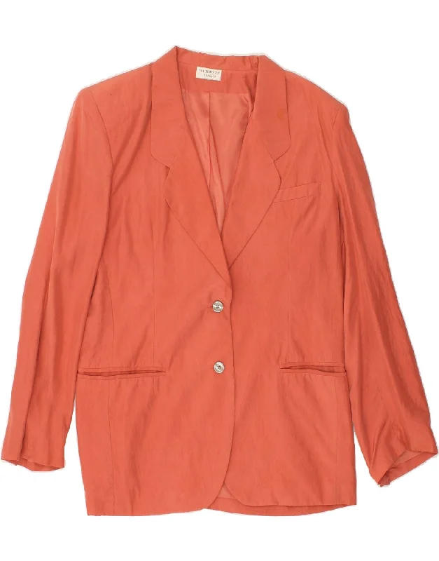 ULTIMO 21 Womens 2 Button Blazer Jacket UK 14 Medium Orange Silk