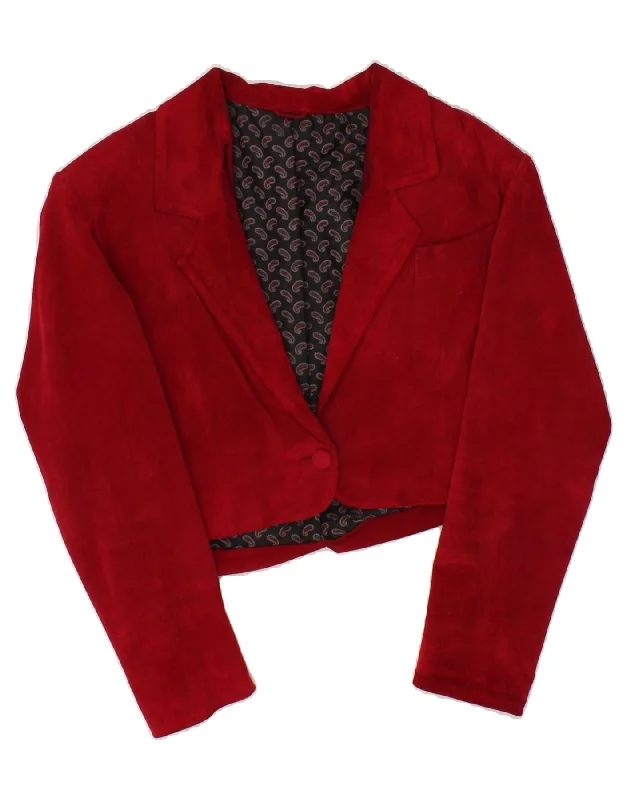 VINTAGE Womens 1 Button Blazer Jacket UK 12 Medium Red