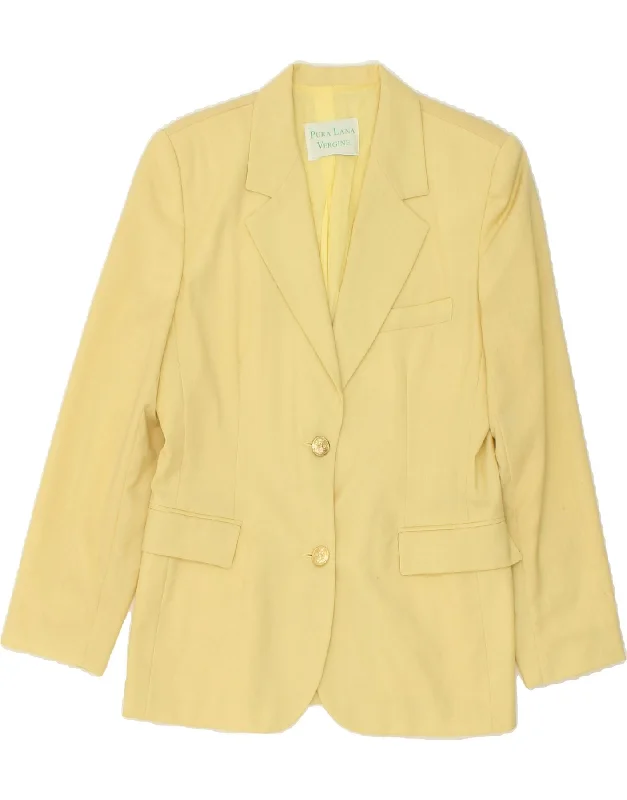 VINTAGE Womens 2 Button Blazer Jacket IT 42 Medium Yellow Wool