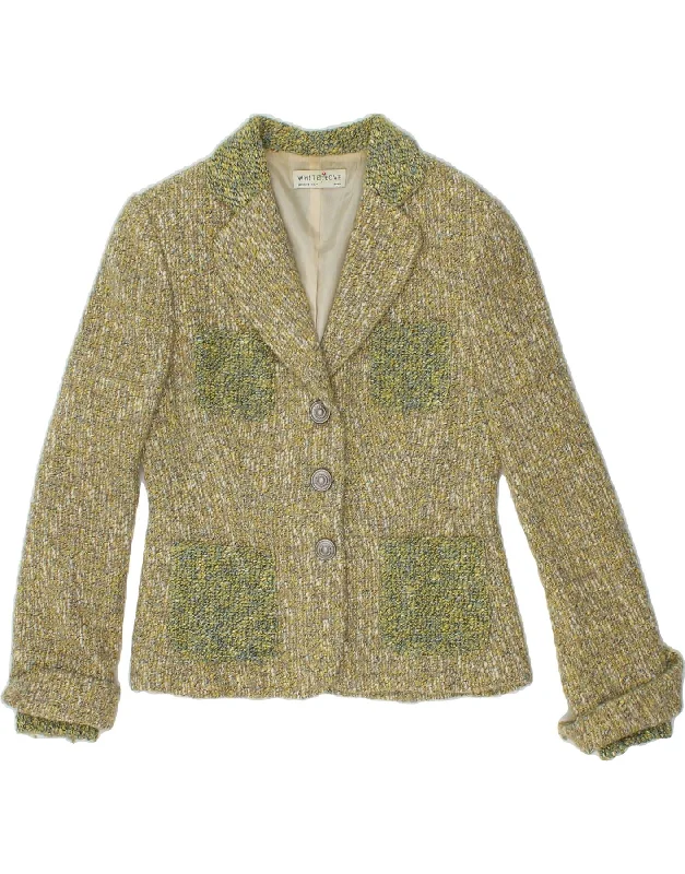 VINTAGE Womens 3 Button Blazer Jacket IT 46 Large Green Acrylic