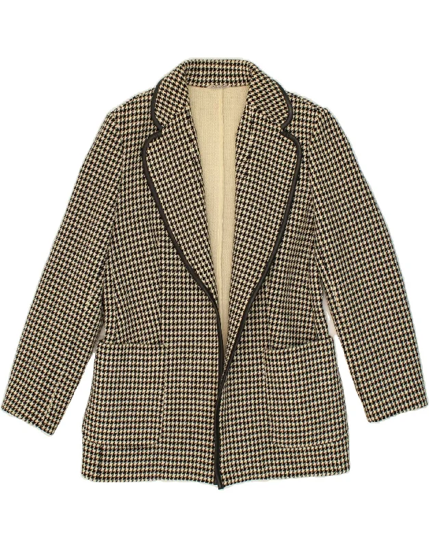 VINTAGE Womens Blazer Jacket UK 16 Large Grey Houndstooth