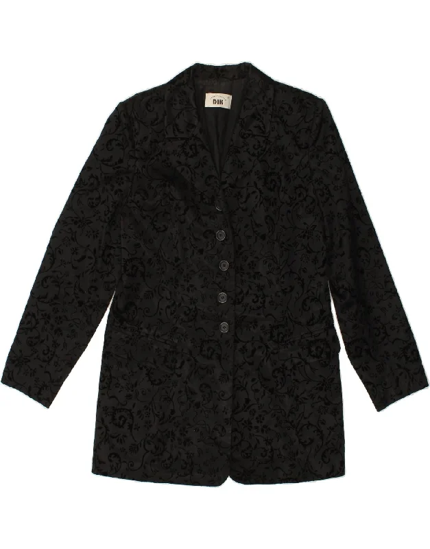 VINTAGE Womens Longline 5 Button Blazer Jacket IT 44 Medium Black