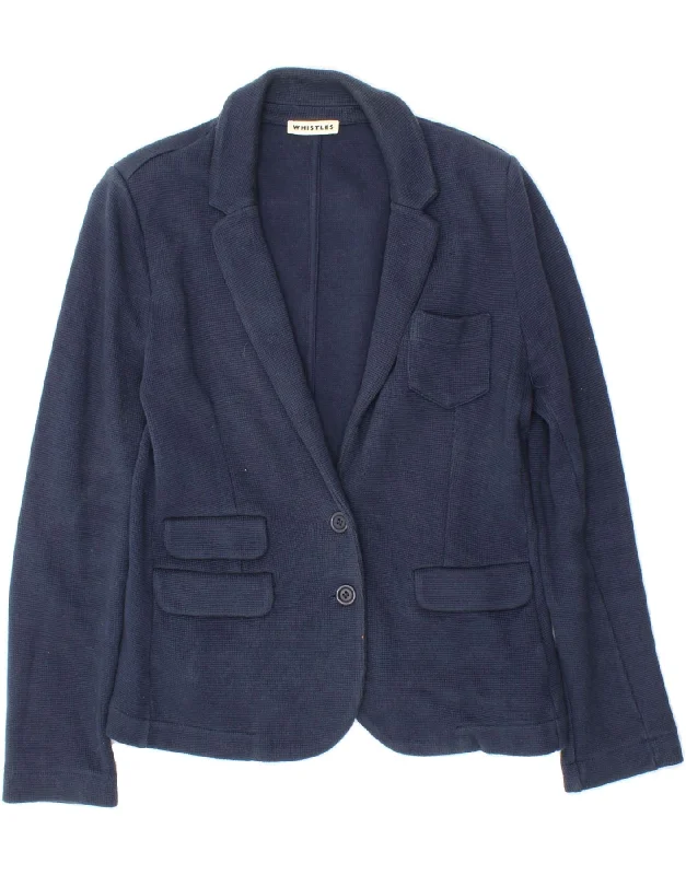 WHISTLES Womens 2 Button Blazer Jacket EU 40 Medium Navy Blue Cotton