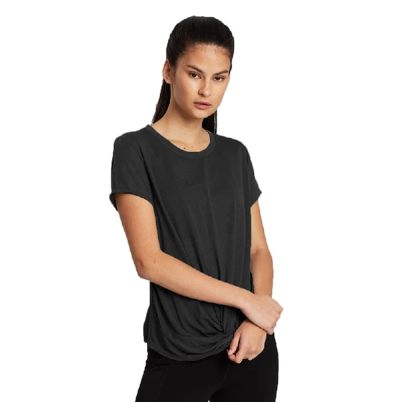 Calvin Klein Performance Women's Twist-Front T-Shirt Black Size Large