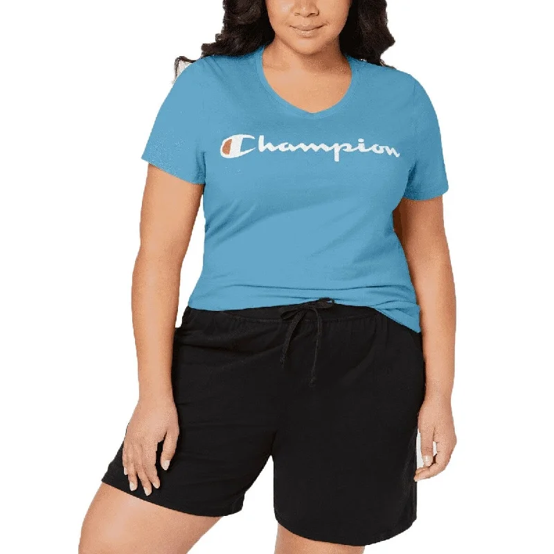 Champion Women's Plus Jersey Graphic T-Shirt Blue Size Extra Large - X-Large