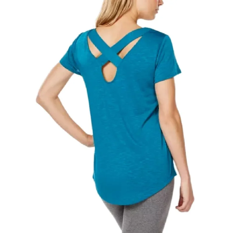 Ideology Women's Cross-Back T-Shirt Jade Vine Size Extra Small