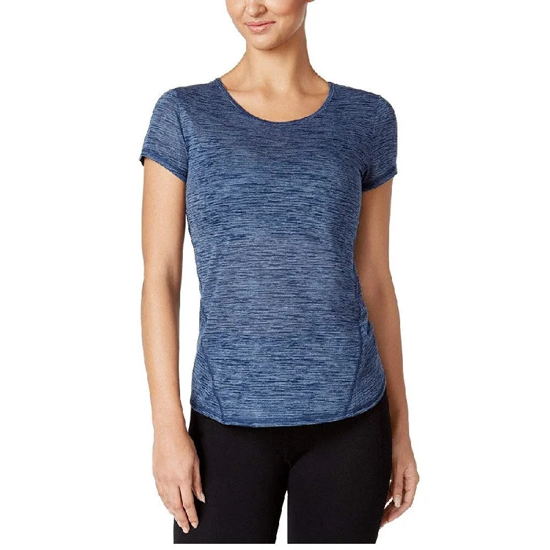 Ideology Women's Lightweight Open Back Short Sleeve T-Shirt Lucky Blue Size Extra Large - X-Large