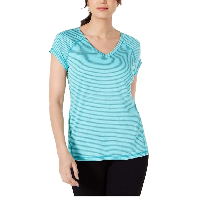 Ideology Women's Striped V-Neck T-Shirt Laguna Size Extra Large - X-Large