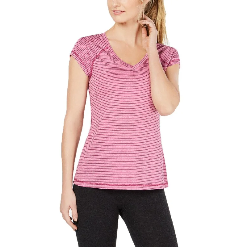 Ideology Women's Striped V-Neck T-Shirt Rose Shadow Extra Large - Pink - X-Large