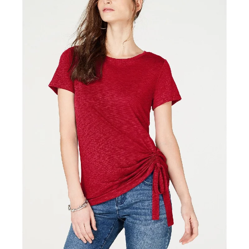 INC International Concepts Women's Ruched T-Shirt Red Size 2 Extra Large