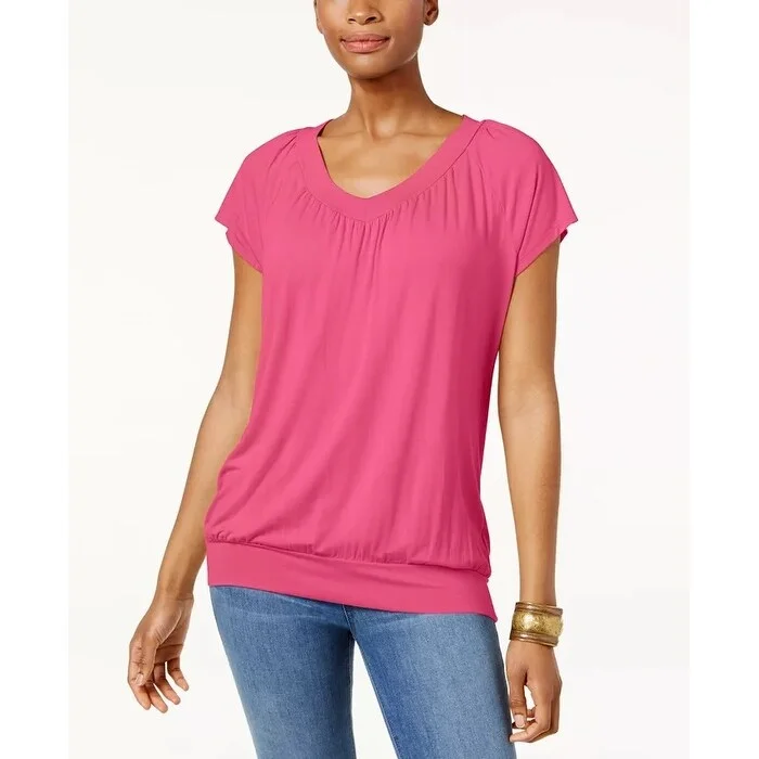 JM Collection Women's Blouson T-Shirt Pink Size X-Large