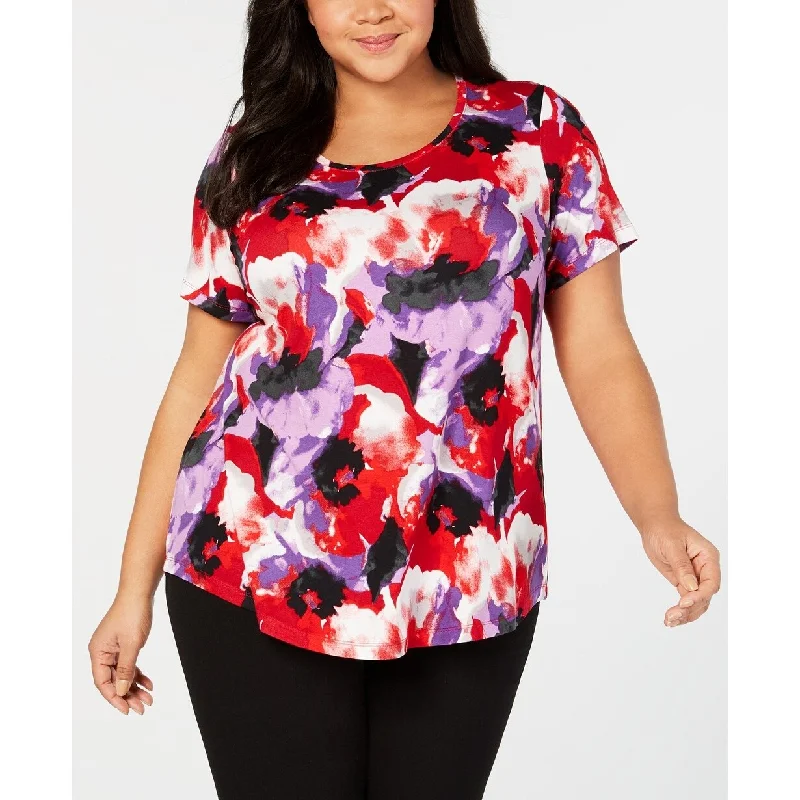 JM Collection Women's Plus Size Printed T-Shirt Multi Size 4 Extra Large - XXXX-Large