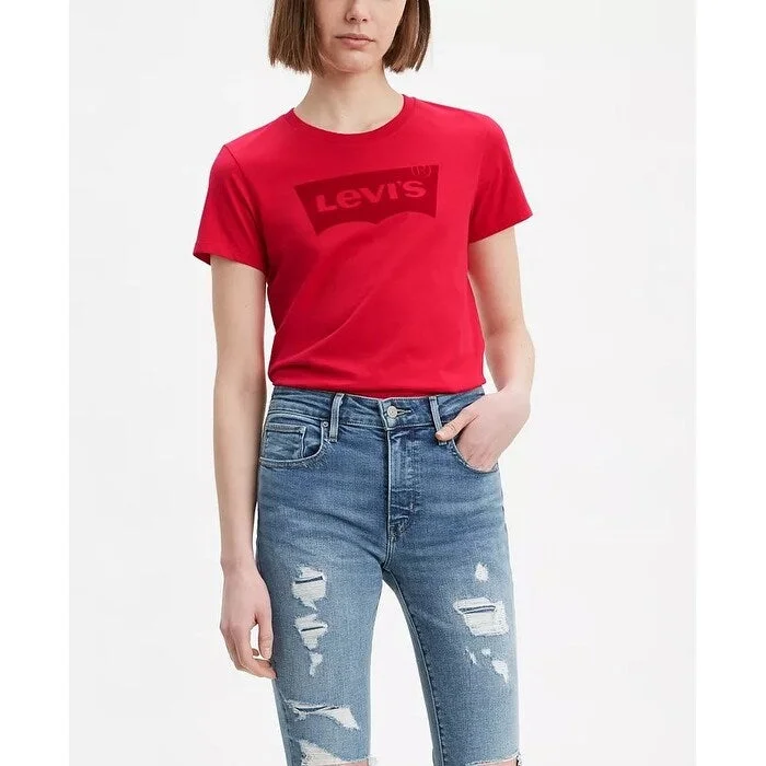 Levi's Women's Batwing Cotton The Perfect Tee Logo Graphic T-Shirt Red Size Small