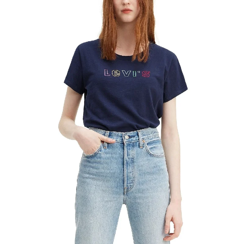 Levi's Women's Cotton Rainbow Logo Graphic T-Shirt Navy Size Extra Small