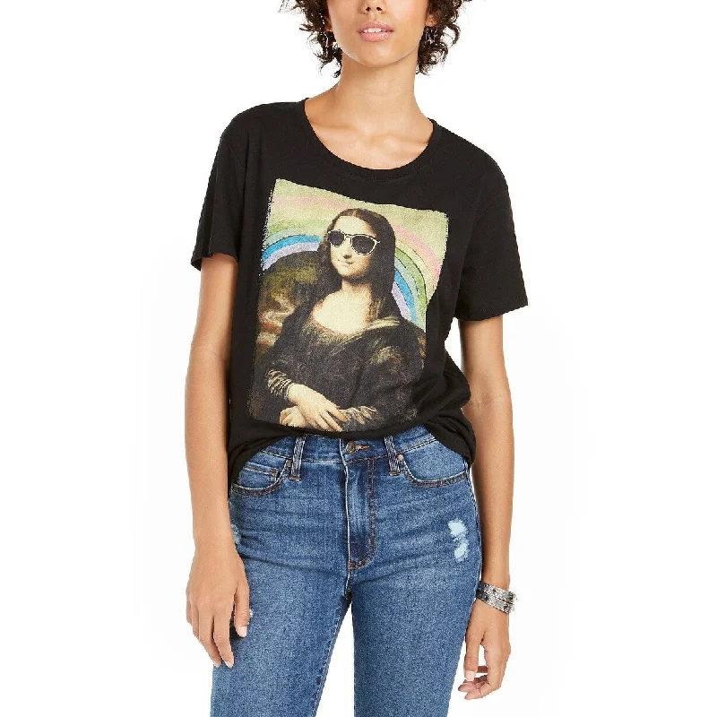 Love Junior's Tribe Mona Lisa Graphic T-Shirt Black Size Medium