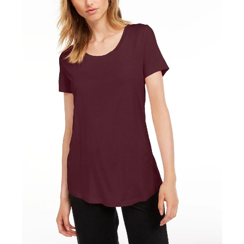 Maison Jules Women's Scoop-Neck T-Shirt Ruby Wine Size Medium - Burgundy