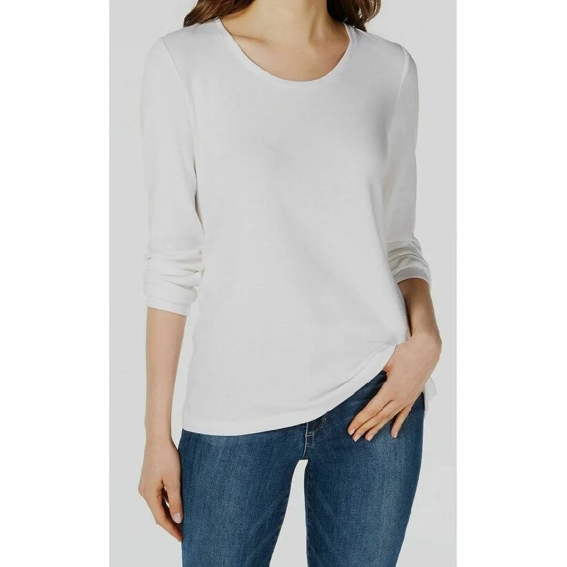 Maison Jules Women's Scoop-Neck T-Shirt White Size Small