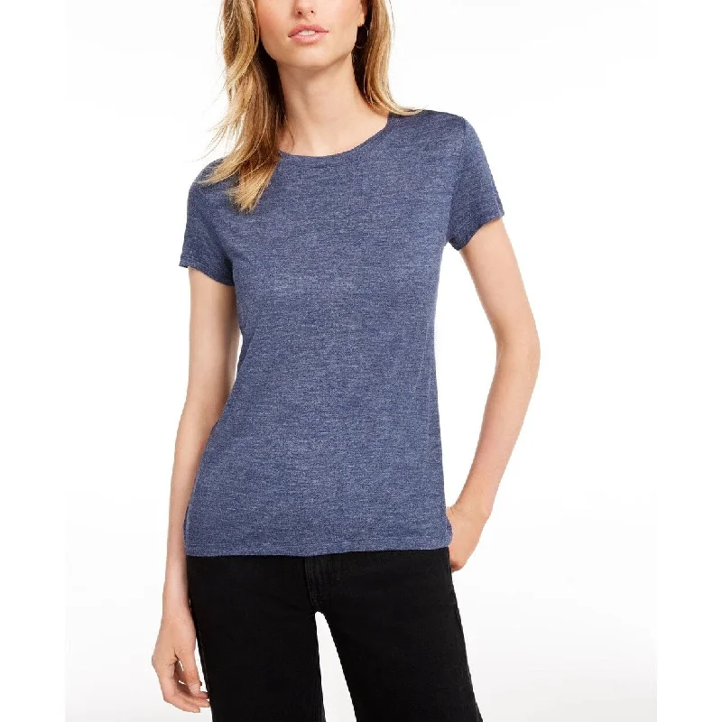 Maison Jules Women's Tie-Back Solid T-Shirt Dark Blue Size Extra Small - X-Small