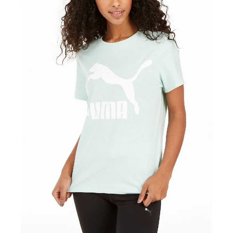 Puma Women's Classics Cotton Logo T-Shirt Green Size Small