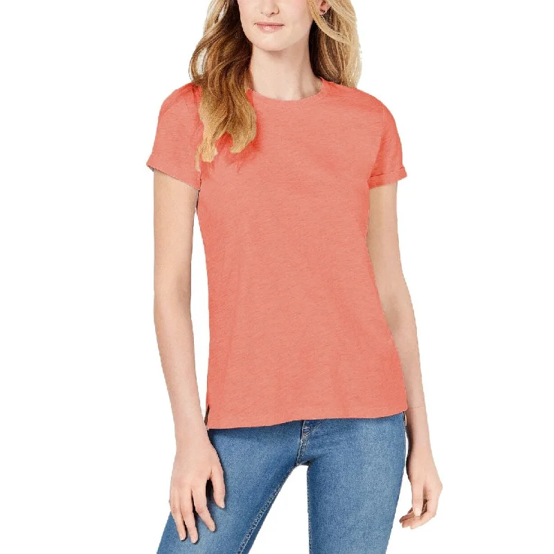 Style & Co Women's Cotton Crew-Neck T-Shirt Coral Size Extra Large - X-Large