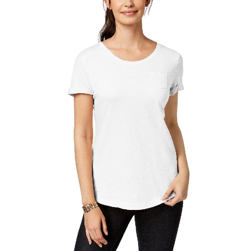 Style & Co Women's Cotton Pocketed T-Shirt Bright White Size Extra Large - X-Large