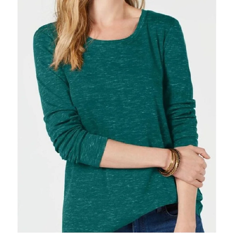 Style & Co Women's Long-Sleeve T-Shirt Dark Green Size XL