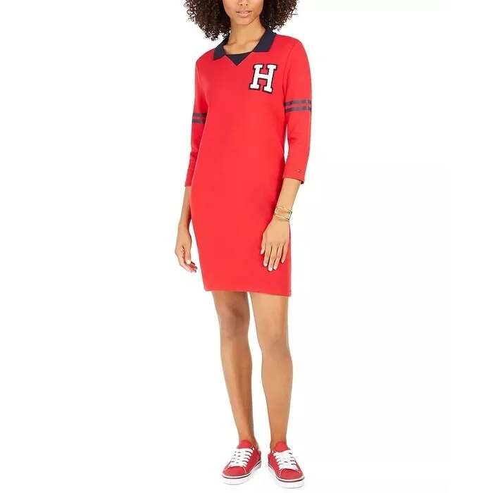 Tommy Hilfiger Women's Varsity-Graphic T-Shirt Dress Medium Red Size Extra Small - X-Small