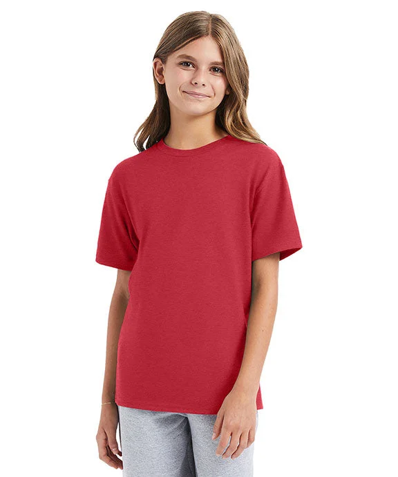 498Y - Hanes Youth Perfect-T T-Shirt | Heather Red