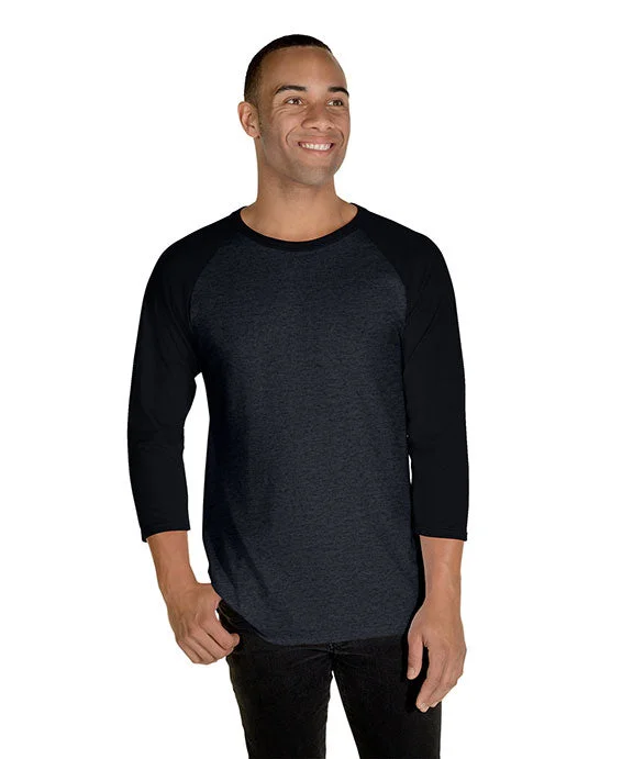 560RR - Jerzees Unisex Premium Blend Ring-Spun 3/4 Sleeve Raglan T-Shirt | Black Ink Heather/Black Ink