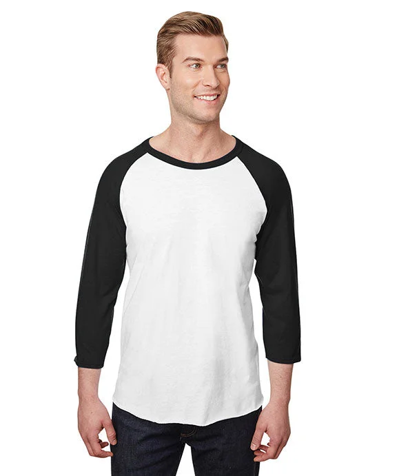 560RR - Jerzees Unisex Premium Blend Ring-Spun 3/4 Sleeve Raglan T-Shirt | White/Black Ink