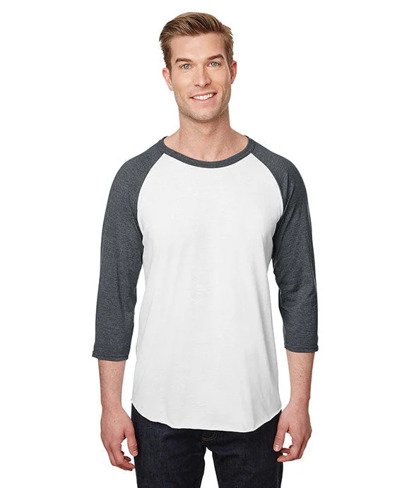 560RR - Jerzees Unisex Premium Blend Ring-Spun 3/4 Sleeve Raglan T-Shirt | White/Charcoal Heather