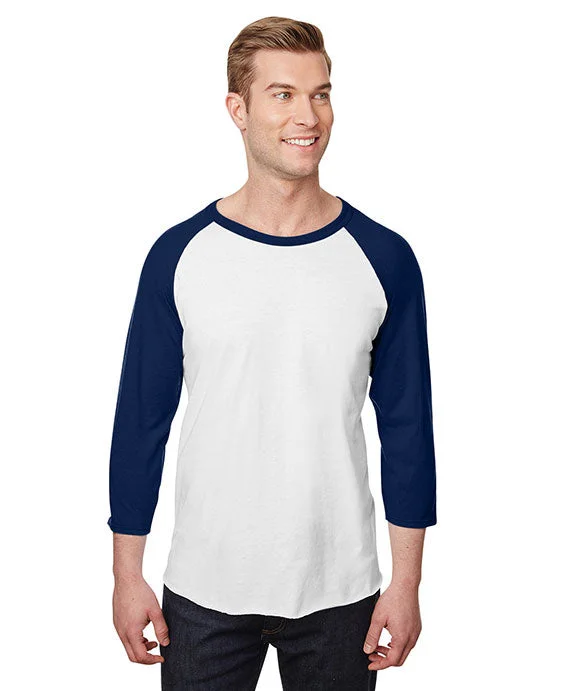 560RR - Jerzees Unisex Premium Blend Ring-Spun 3/4 Sleeve Raglan T-Shirt | White/J Navy