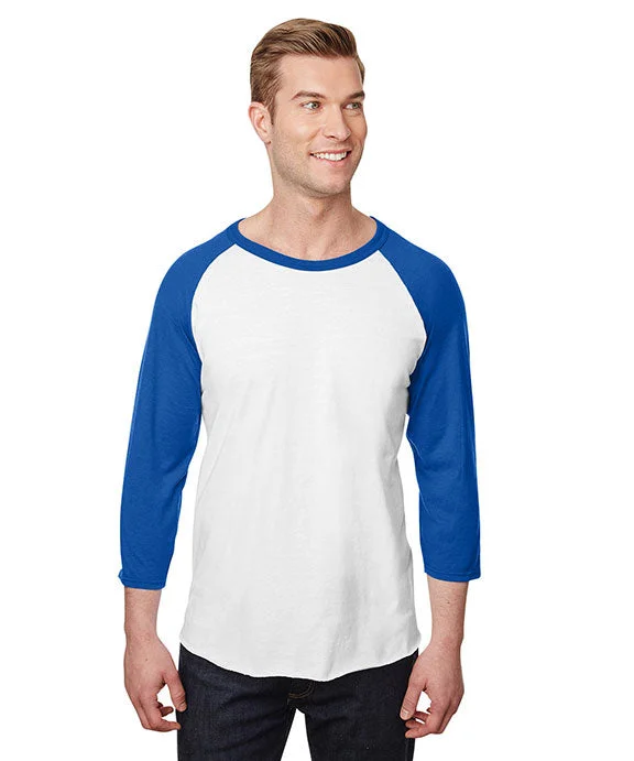 560RR - Jerzees Unisex Premium Blend Ring-Spun 3/4 Sleeve Raglan T-Shirt | White/Royal