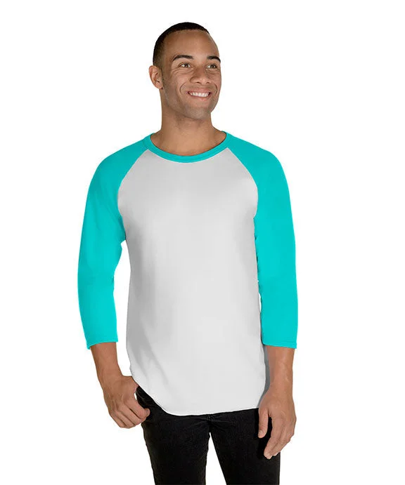 560RR - Jerzees Unisex Premium Blend Ring-Spun 3/4 Sleeve Raglan T-Shirt | White/Scuba Blue