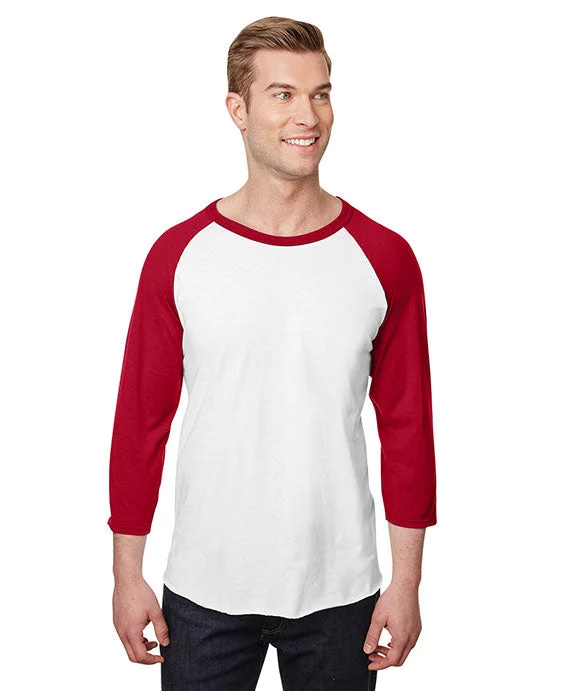 560RR - Jerzees Unisex Premium Blend Ring-Spun 3/4 Sleeve Raglan T-Shirt | White/True Red