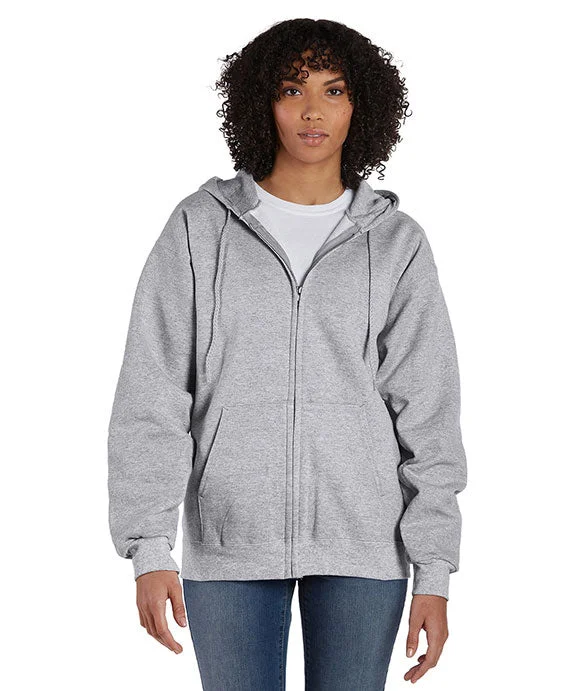 F280 - Hanes Adult 9.7 oz Ultimate Cotton® 90/10 Full-Zip Hooded Sweatshirt | Ash