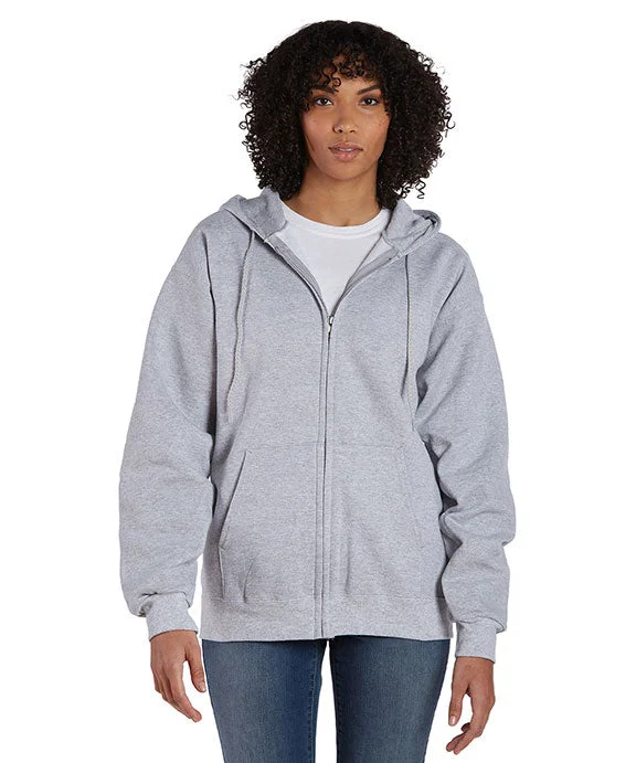 F280 - Hanes Adult 9.7 oz Ultimate Cotton® 90/10 Full-Zip Hooded Sweatshirt | Light Steel