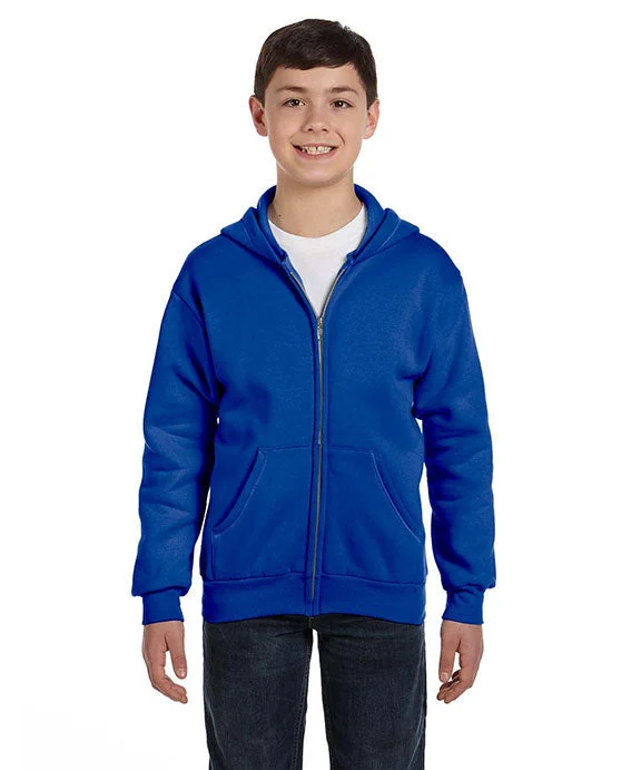 P480 - Hanes Youth 7.8 oz EcoSmart® 50/50 Full-Zip Hooded Sweatshirt | Deep Royal