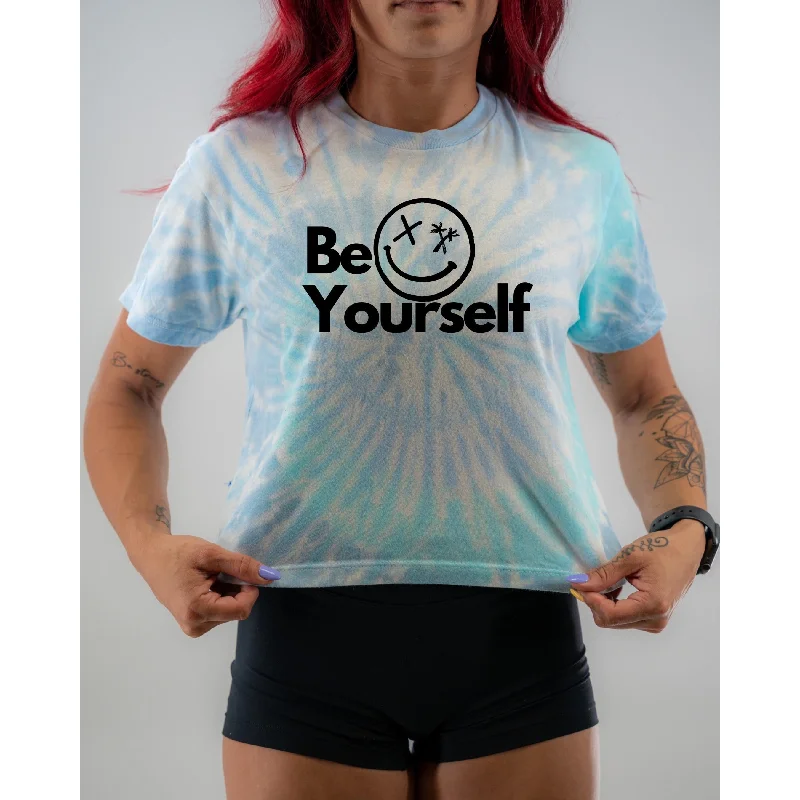 Salty Savage Ladies "Be Yourself" Spiral Tie Dye Crop Tee | V2