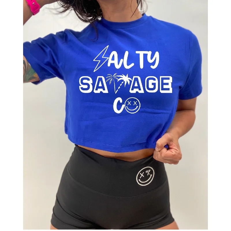 Salty Savage Ladies “90’s Logo” Performance Crop Tee