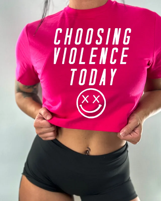 Salty Savage Ladies "CHOOSING VIOLENCE TODAY" Performance Crop Tee