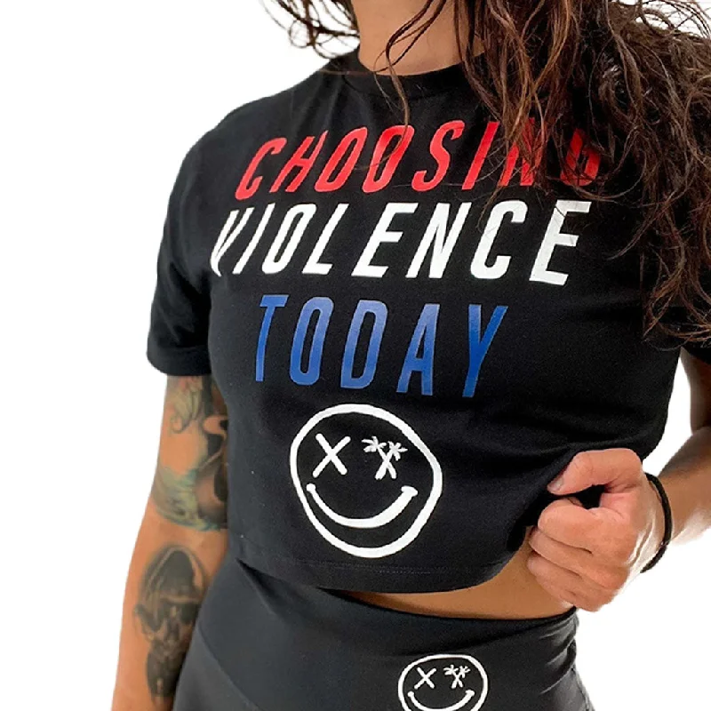 Salty Savage Ladies “CHOOSING VIOLENCE TODAY” Performance Crop Tee | USA Edition