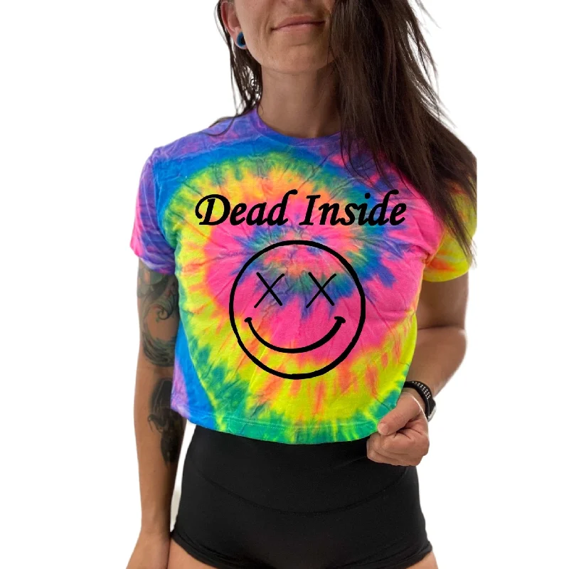 Salty Savage Ladies “Dead Inside” Spiral Tie Dye Crop Tee