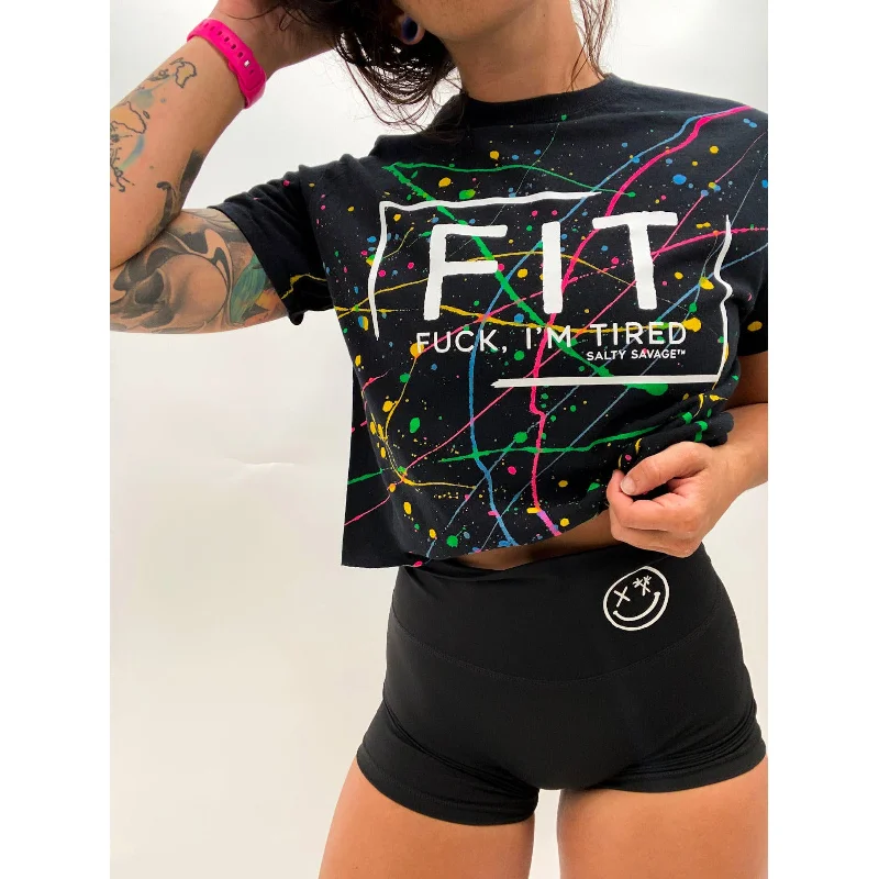 Salty Savage Ladies “FIT” Paint Splatter Crop Tee