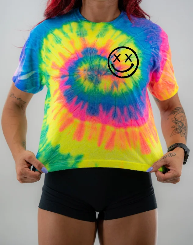 Salty Savage Ladies "OG Smile” Spiral Tie Dye Crop Tee | Basic