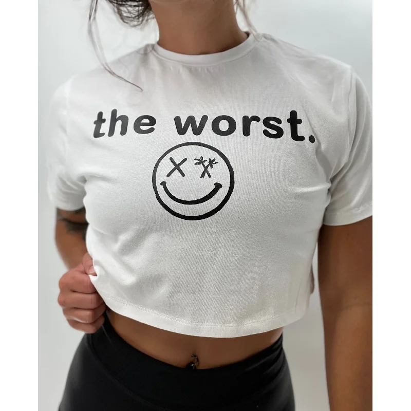 Salty Savage Ladies “the worst” Performance Crop Tee